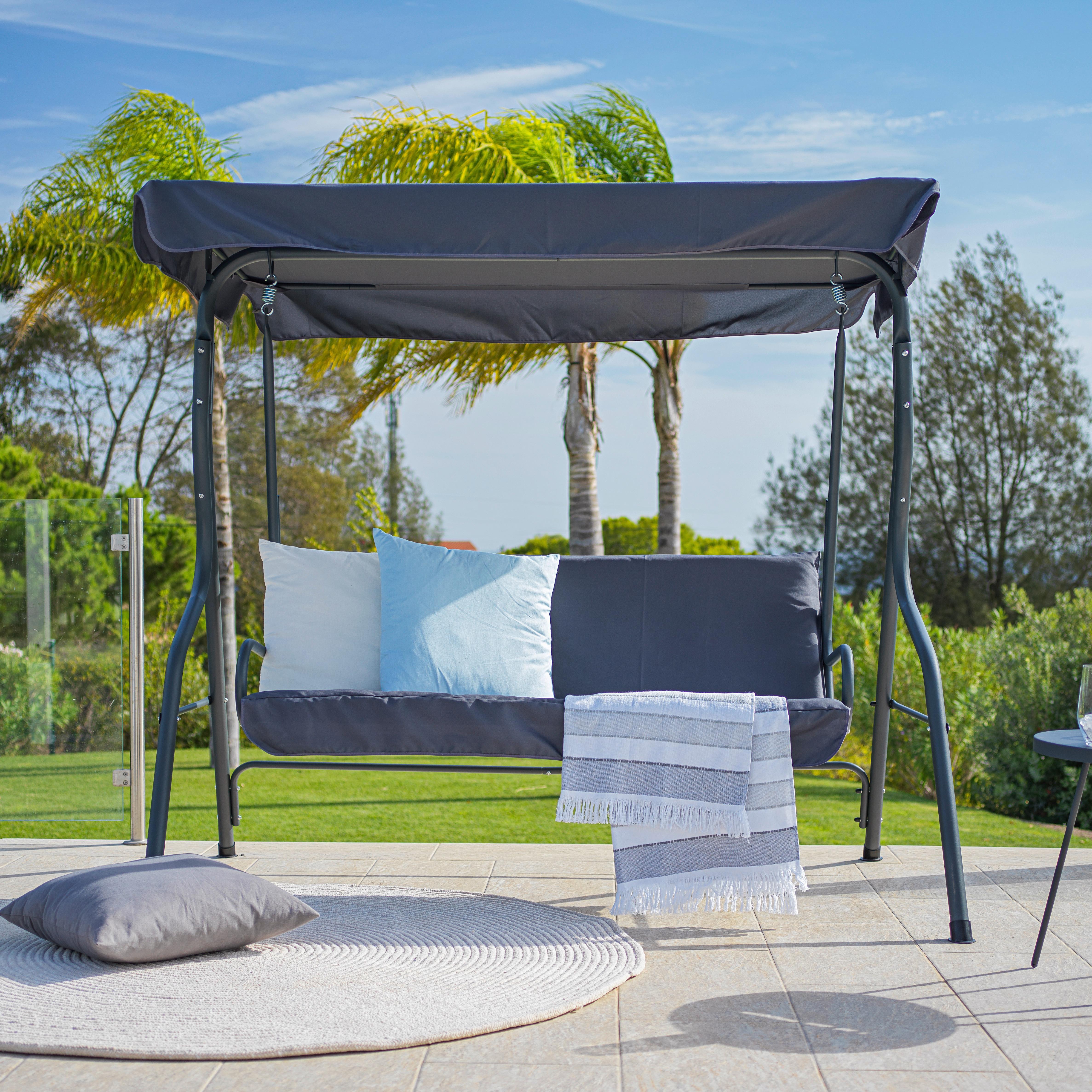 HOLLYWOODSKÁ HOUPAČKA MALAGA - antracitová, Moderní, kov/textil (170/152/110cm) - Mömax