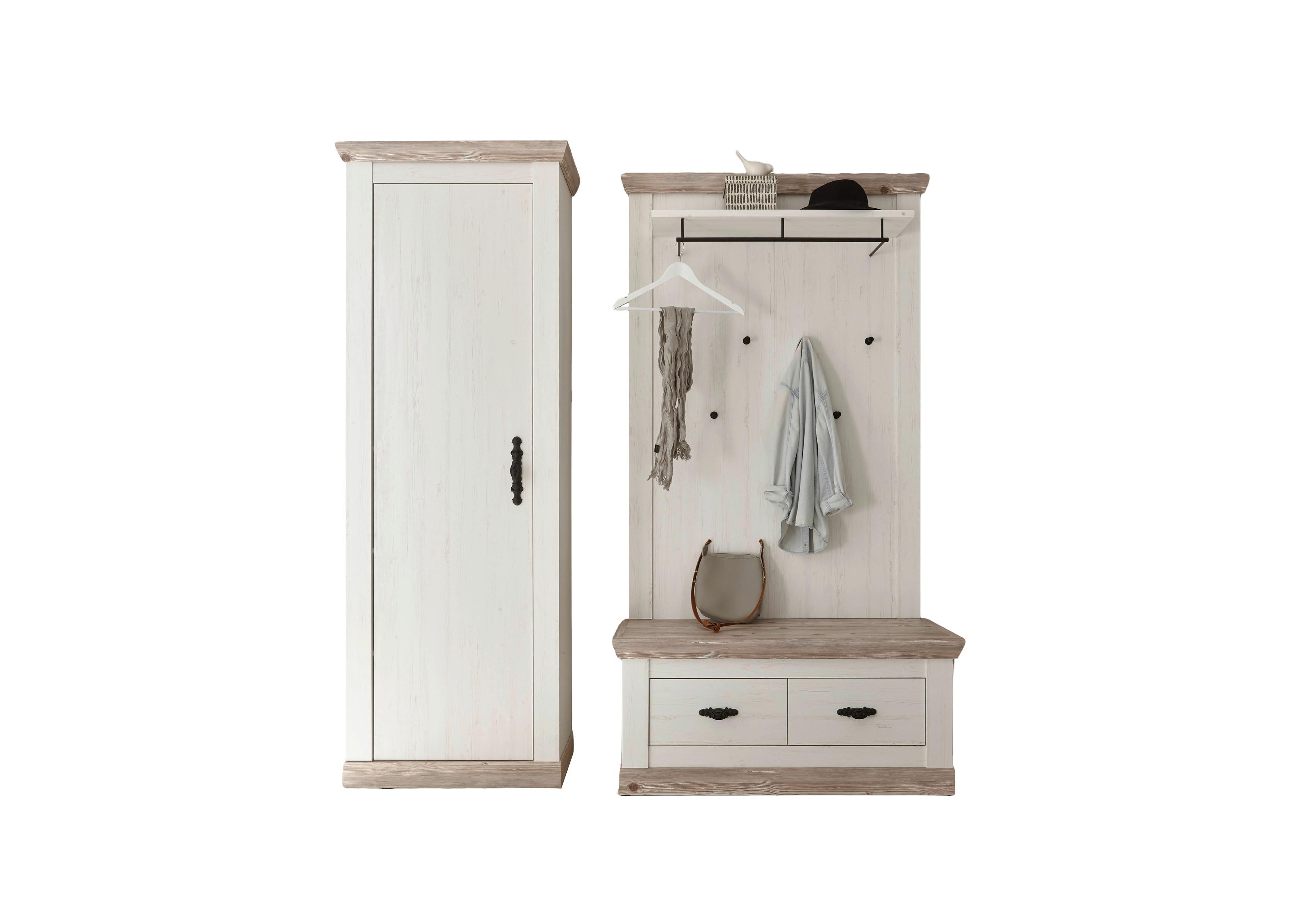 Garderobe Florenz Pinienfarb./Hellbraun B: 190cm - Hellbraun/Pinienfarben, Design, Holzwerkstoff (190/201/45cm) - MID.YOU