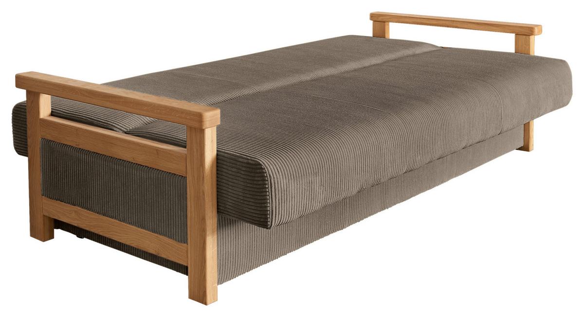 Schlafsofa Malaga Braun B: 220cm - Naturfarben/Braun, Design, Holz/Textil (220/90/90cm) - P & B