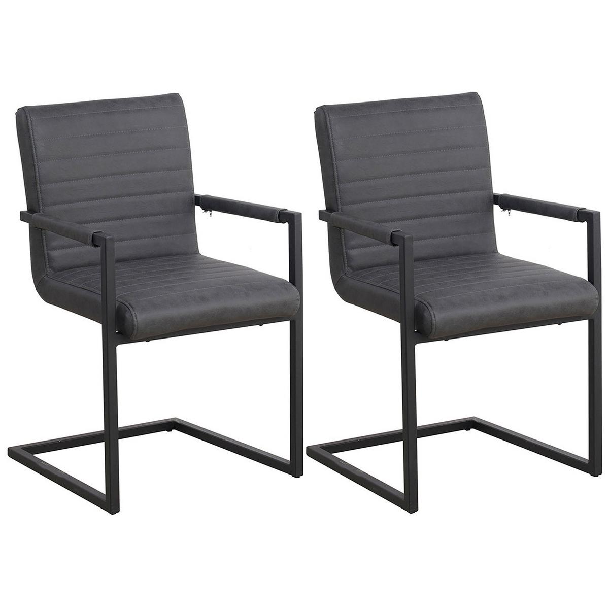 SADA STOLIČIEK S PODRÚČKAMI KUBIS - čierna/sivá, Lifestyle, kov/textil (54/86/57cm) - MID.YOU