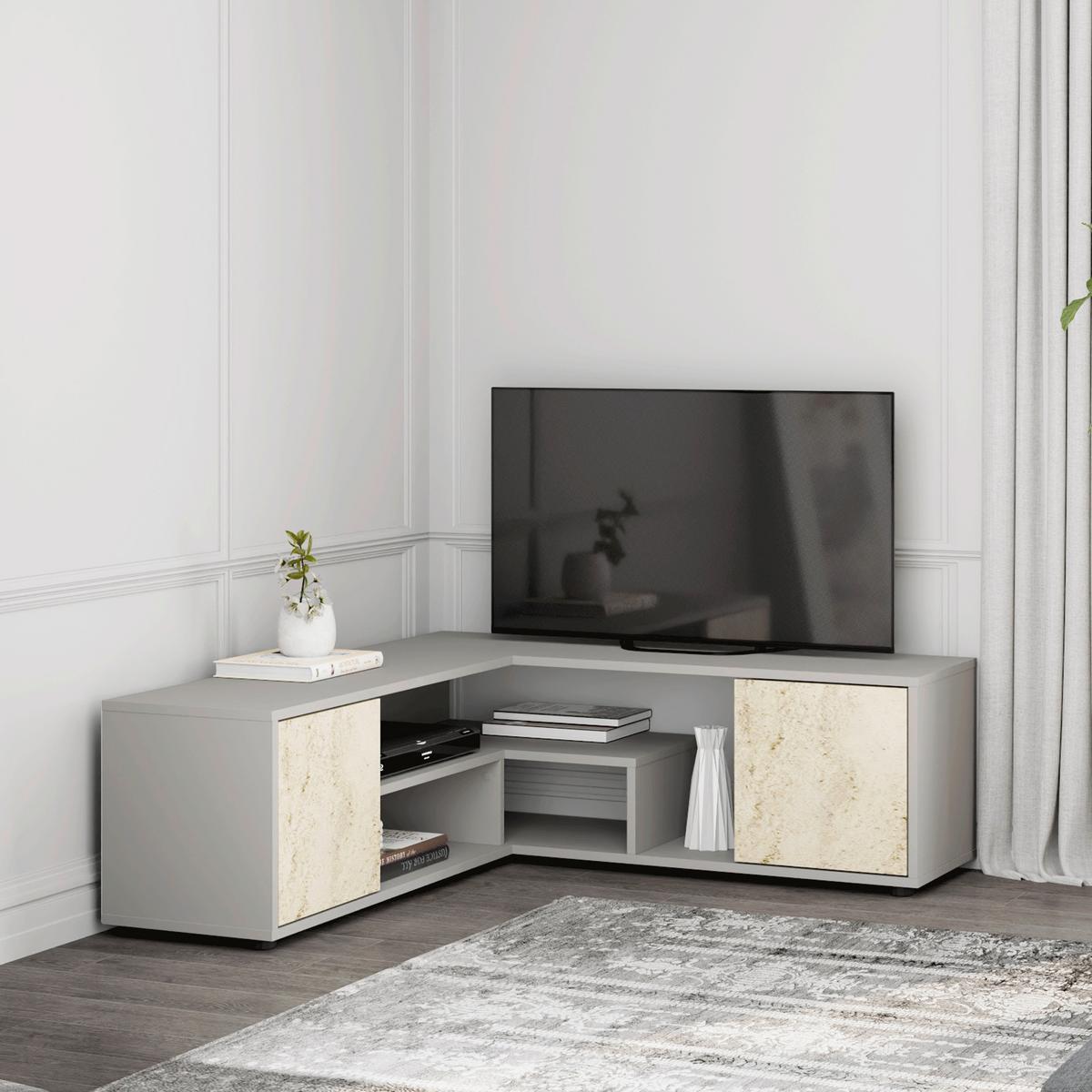 Lowboard Rosa Grau/beige B: 125 Cm - Beige/Grau, Design, Holzwerkstoff (125/40/120cm) - Livetastic