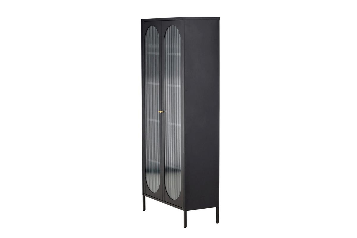 Vitrine Lima Schwarz B: 80cm - Schwarz, MODERN, Glas/Metall (80/180/35cm) - Livetastic