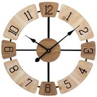 Wanduhr Stefan - Schwarz/Naturfarben, KONVENTIONELL, Holz/Metall (50/4cm) - Luca Bessoni