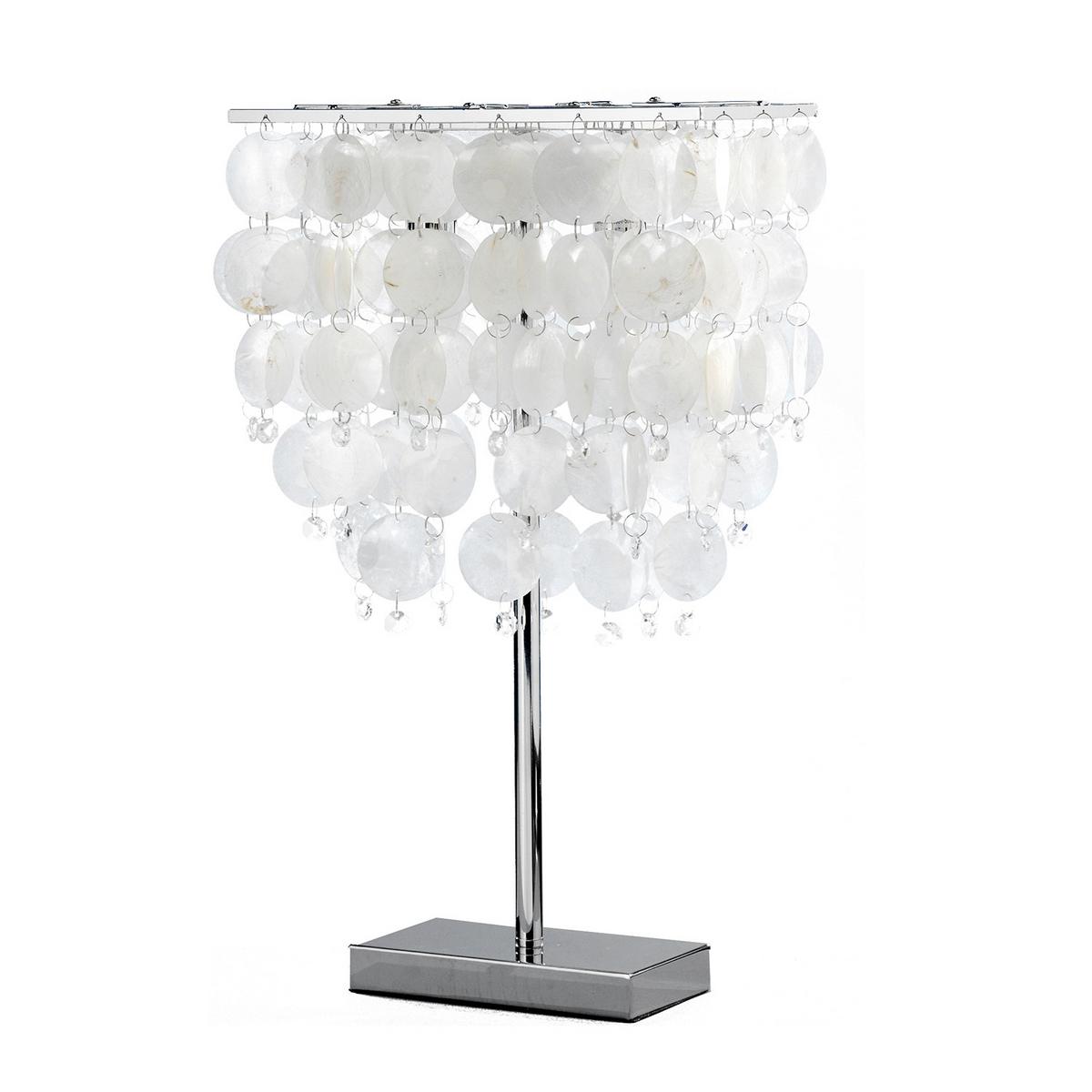 Tischleuchte Chromfarben Perlmutt L: 30 cm - Chromfarben/Perlmutt, Basics, Naturmaterialien/Kunststoff (30/30/50cm)