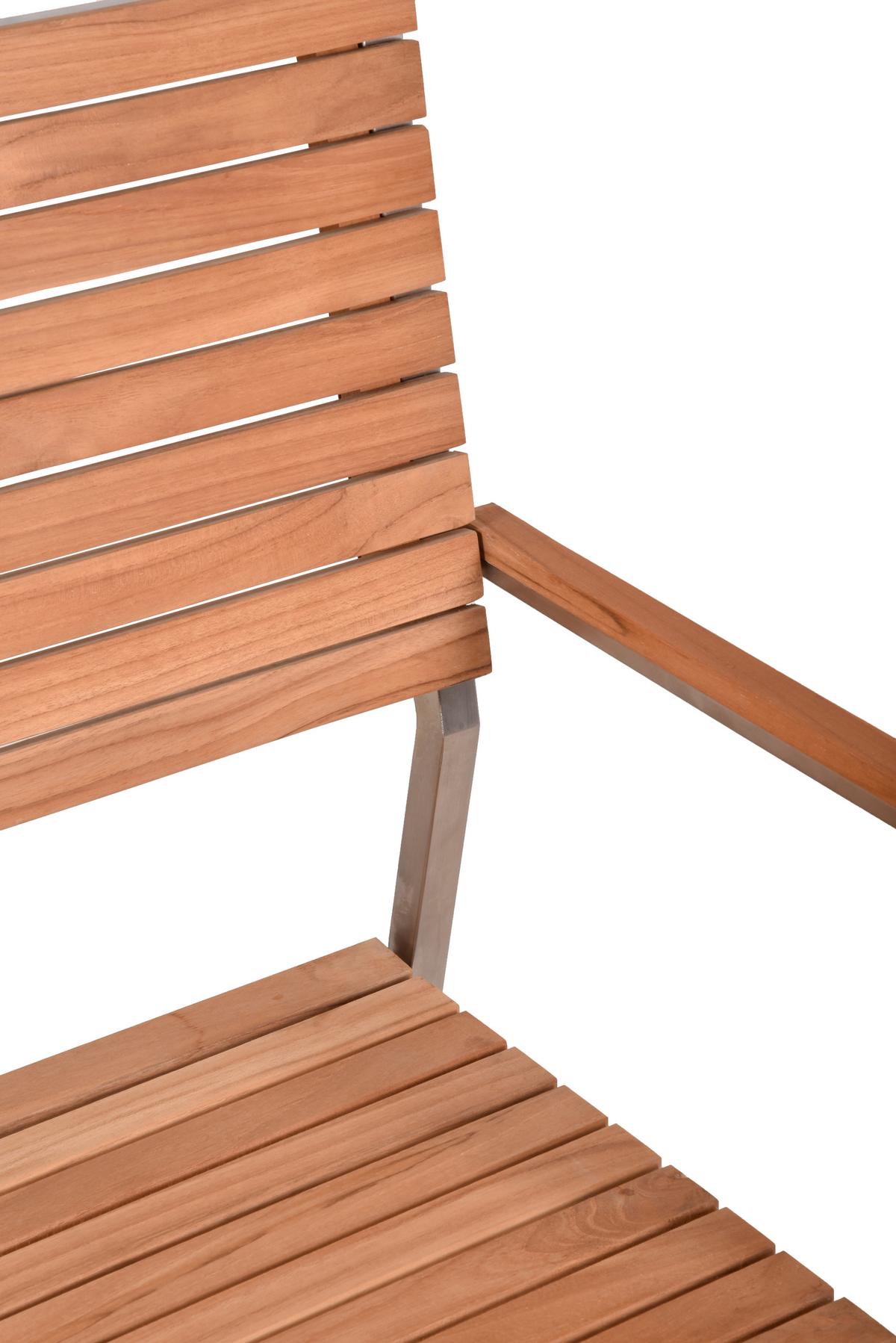 Gartentischgruppe Denver - Silberfarben/Braun, Basics, Holz/Metall - Gardenson