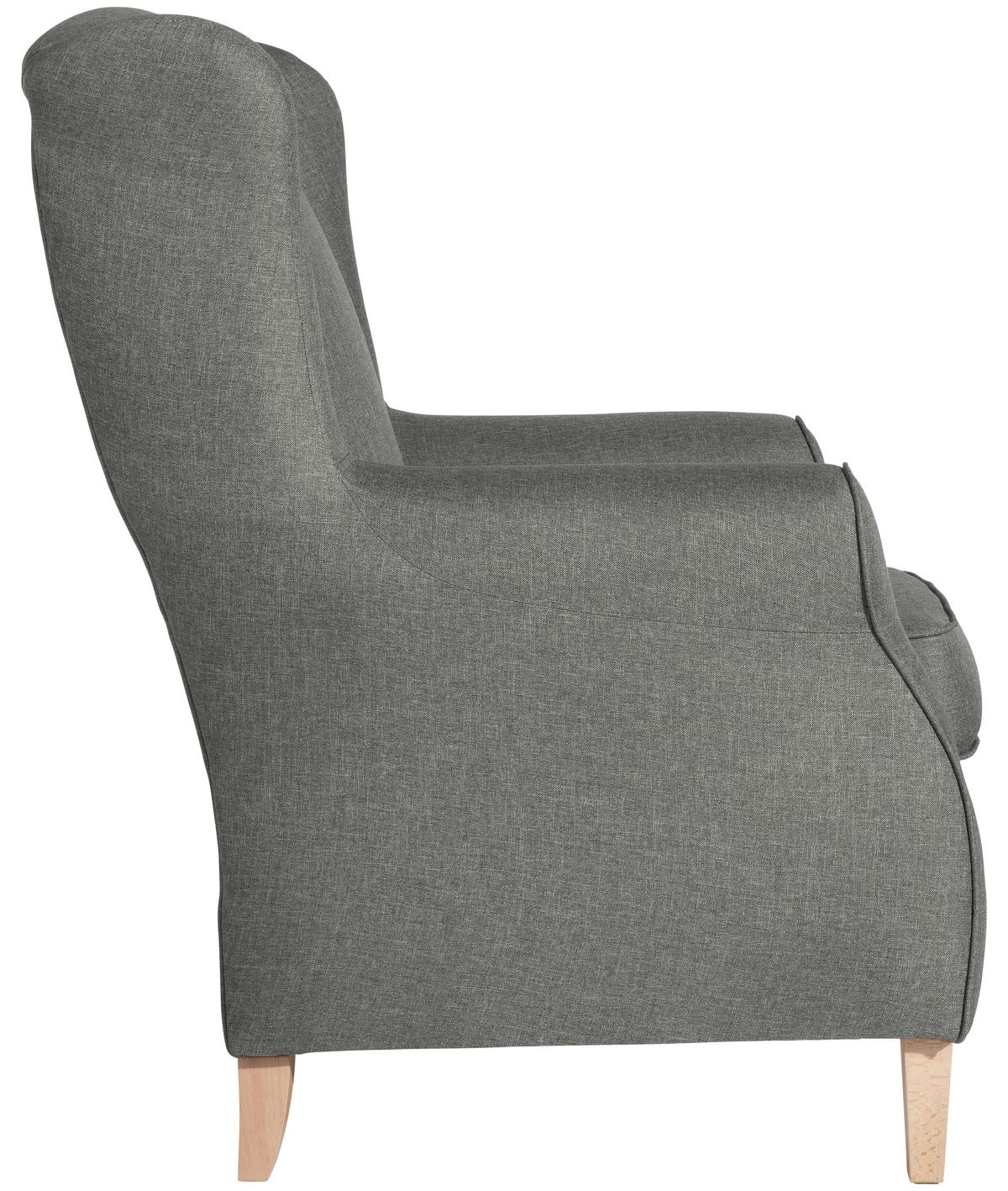 Ohrensessel Lorris - Buchefarben/Hellgrau, Design, Textil (77/103/86cm) - Max Winzer