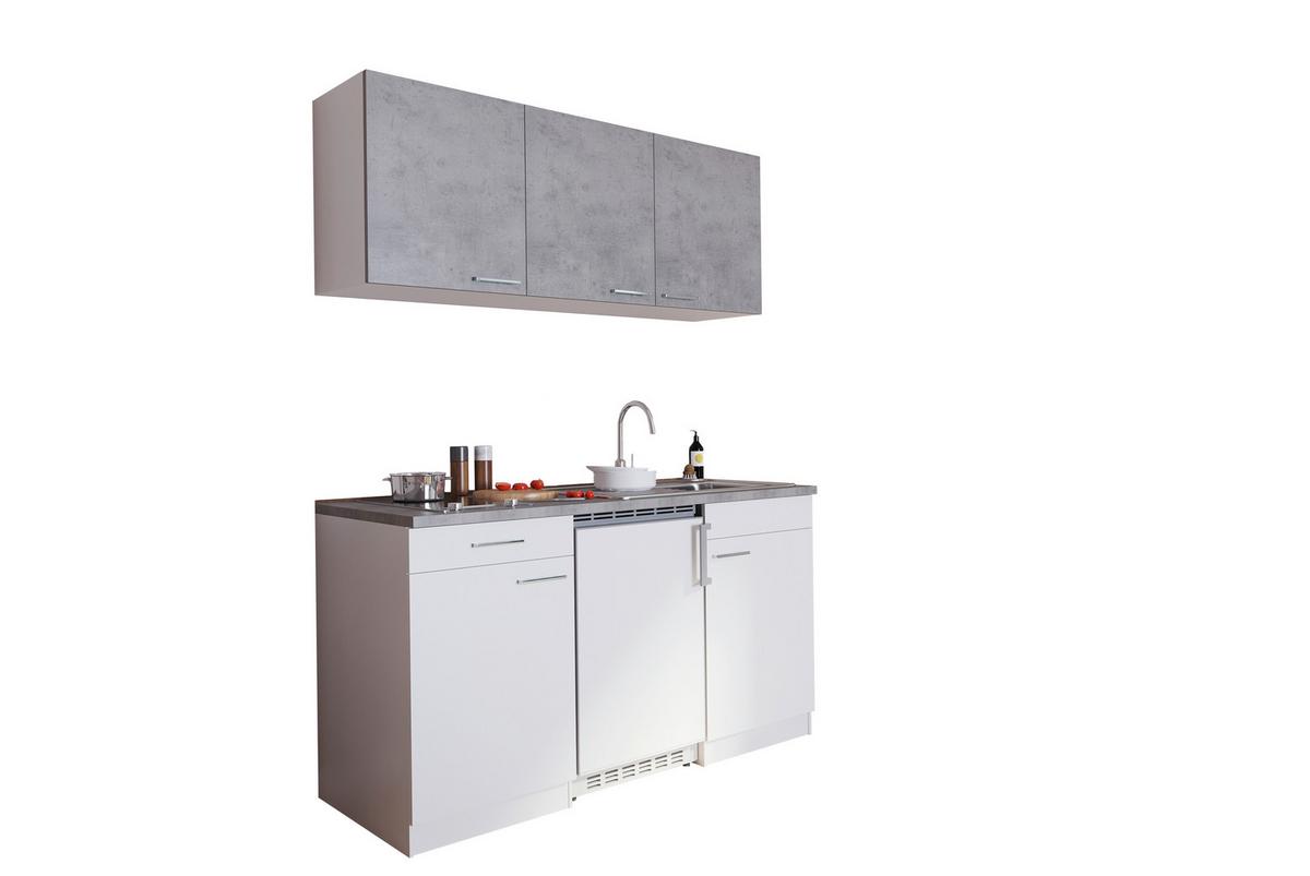Miniküche Mit Kühlschrank Und Kochfeld B: 150 Cm Grau/weiß - Weiß/Grau, KONVENTIONELL, Holzwerkstoff (150cm) - Respekta