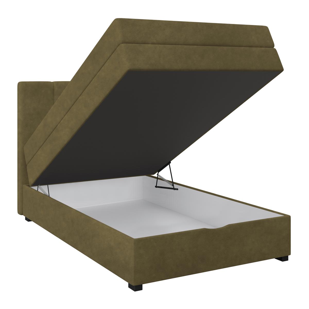 Boxspringbett mit Topper & Bettkasten 140x200 Lauro - Schwarz/Grün, Trend, Textil (140/200cm)