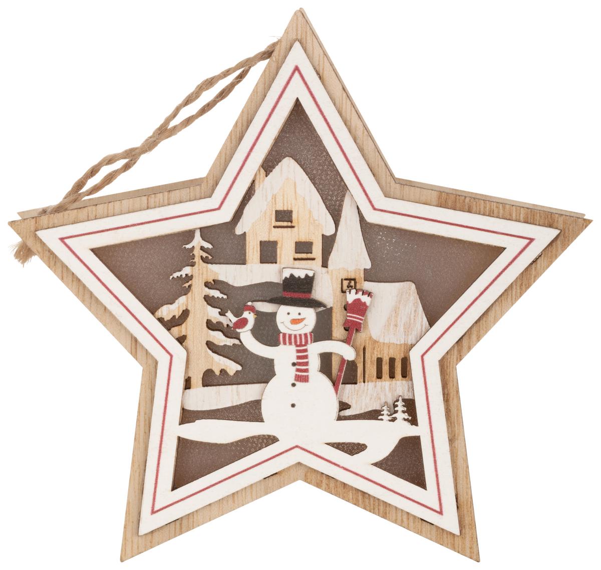 LED-Dekoleuchte Star - Rot/Schwarz, MODERN, Holz/Kunststoff (13,5/12,5/3,5cm) - James Wood