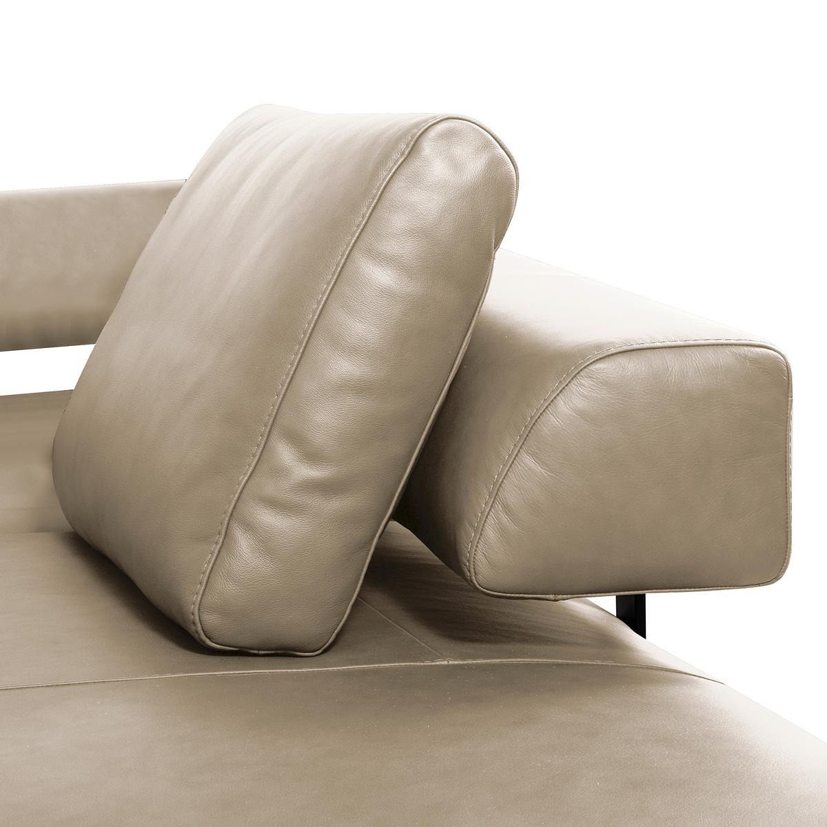 Ecksofa Como Echtleder Creme 306x237 - Creme/Schwarz, Design, Leder (306/237cm) - Livetastic