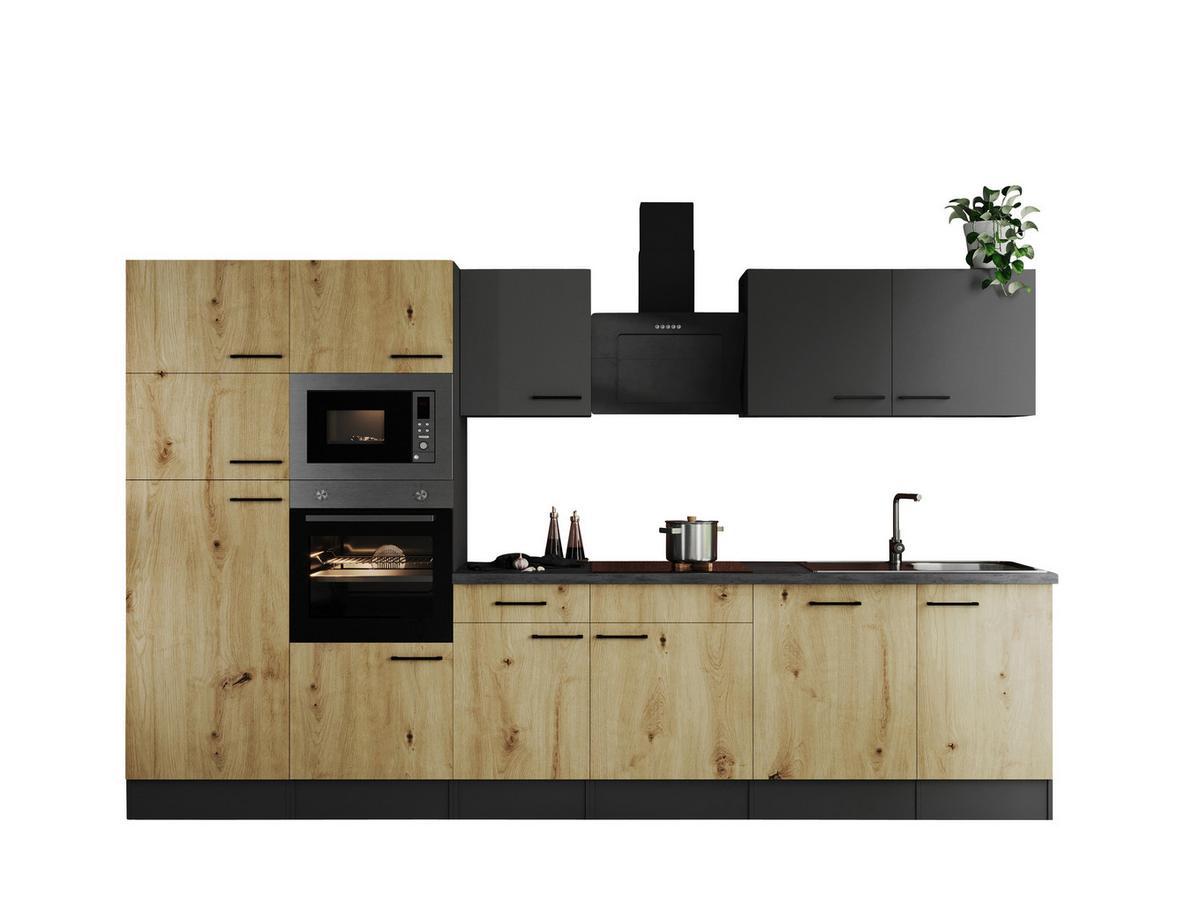 Küchenblock Oliver Artisan Dekor, Grau B: 340 Cm - Eiche Artisan/Grau, Design, Holzwerkstoff (340cm) - Respekta