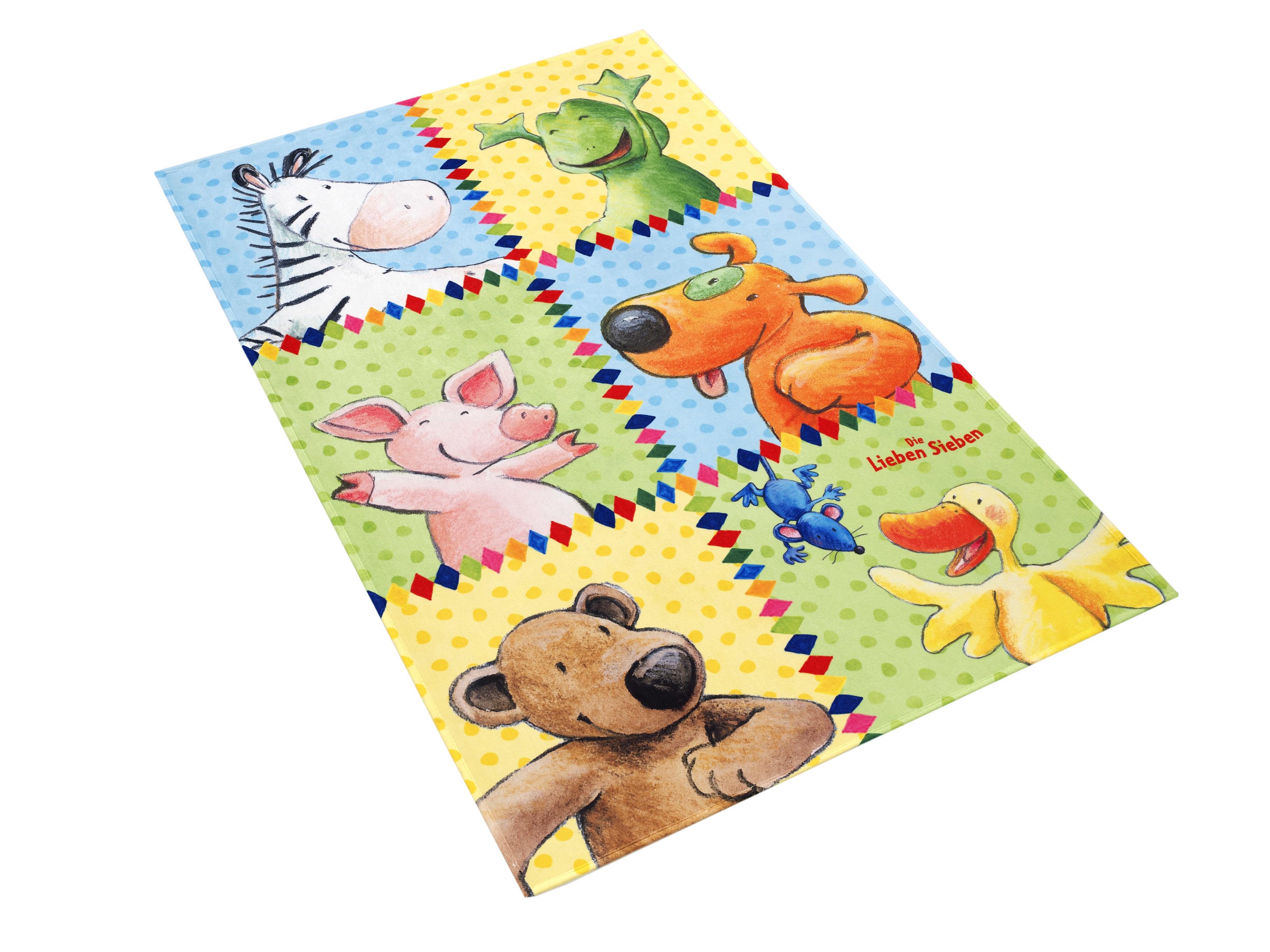 Kinderteppich Tiere Multicolor Die Lieben Sieben 140x200 Cm - Blau/Gelb, Trend, Textil (140/200cm)