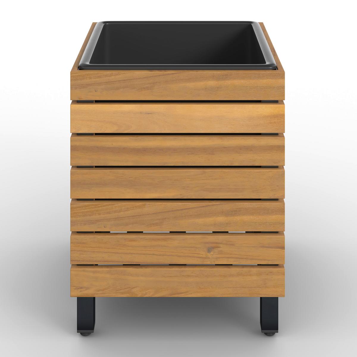 VYSOKÝ ZÁHON MARLO - čierna/farba akácie, Modern, kov/drevo (35/41/35cm) - Bessagi Garden