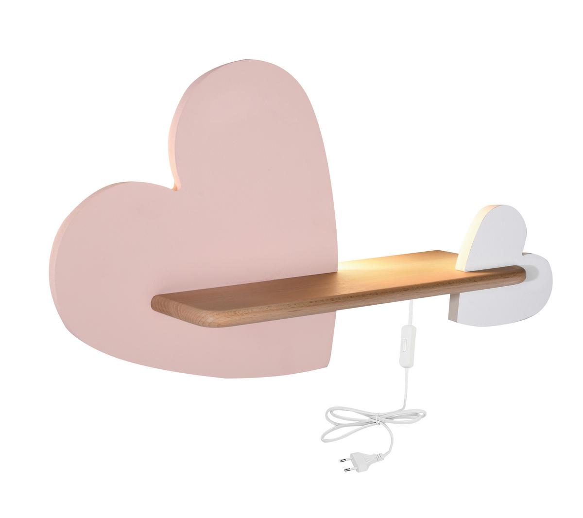 Kinderwandleuchte Heart - Pink/Weiß, Basics, Holz/Holzwerkstoff (43/12/26cm)