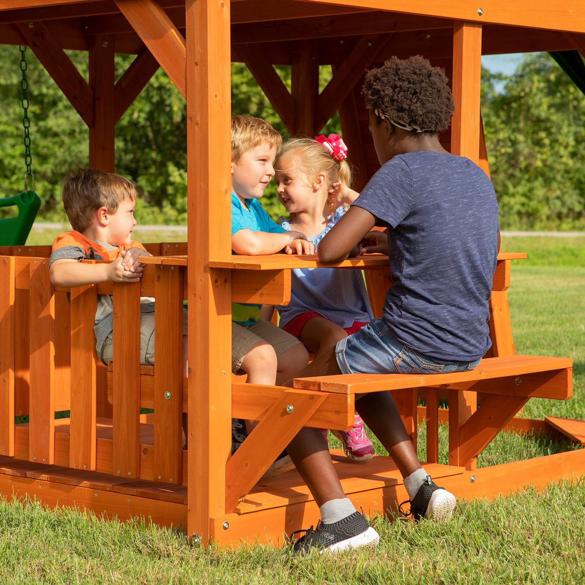 Spielturm Skyfort Ii - Braun/Grün, KONVENTIONELL, Holz (670/380/510cm) - Ambia Garden