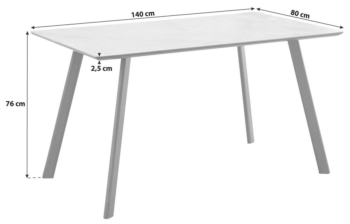 Étkezőasztal George - fekete/szürke, Konventionell, faalapú anyag/fém (140/76/80cm)