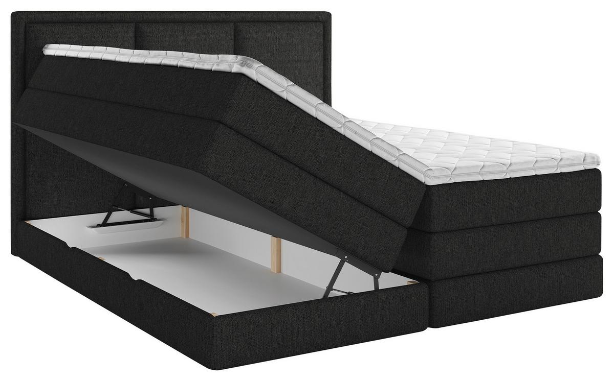 Boxspringbett Swing II K - Schwarz, Design, Textil (160/200cm) - MID.YOU
