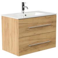 WASCHTISCHKOMBI Homeline, Eichefarben B: 81 cm - Eichefarben/Weiß, Basics, Keramik/Holzwerkstoff (81cm) - MID.YOU