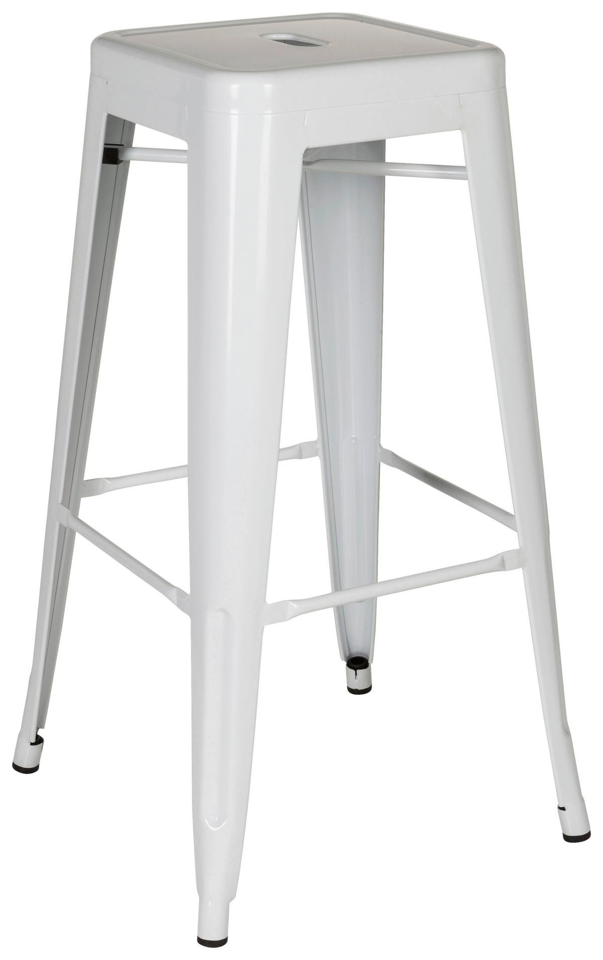 Barhocker Vantaggio High stapelbar Weiß bis 150 kg - Weiß, Basics, Metall (44/77/44cm) - MID.YOU