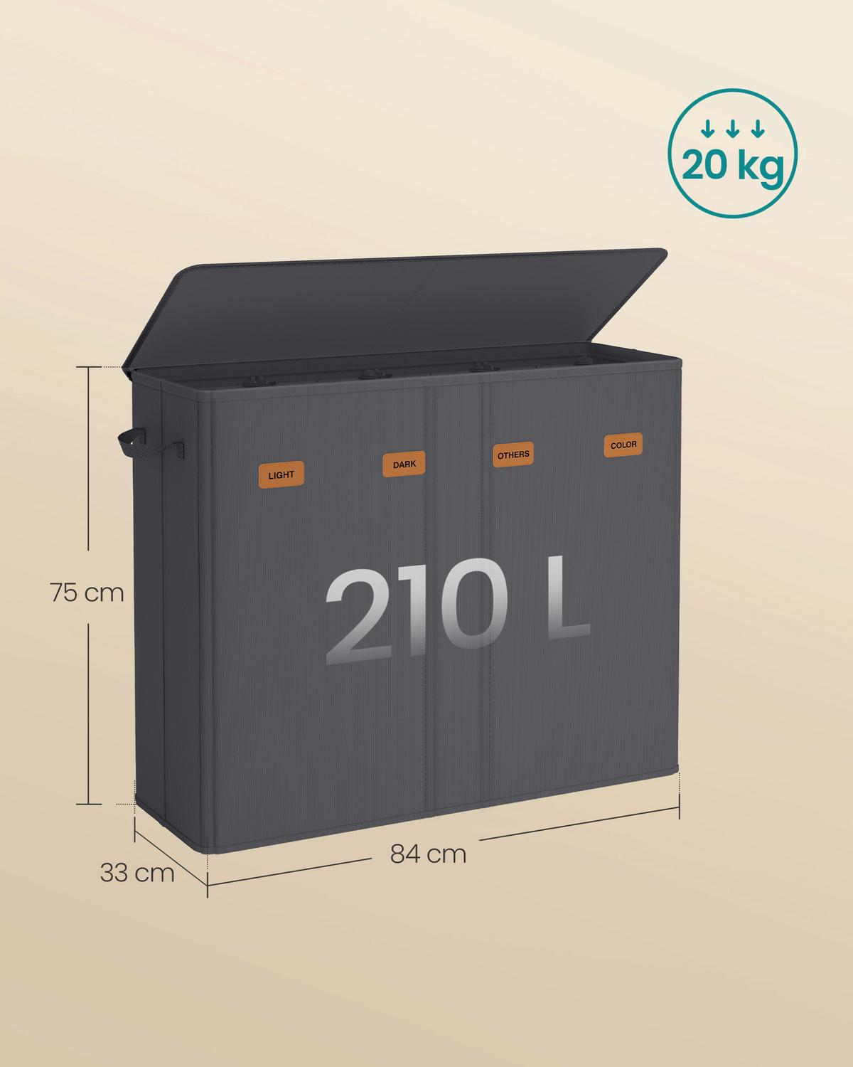 Wäschekorb Dunkelgrau BxH: 84x33 cm - Dunkelgrau, Basics (84/33/75cm)
