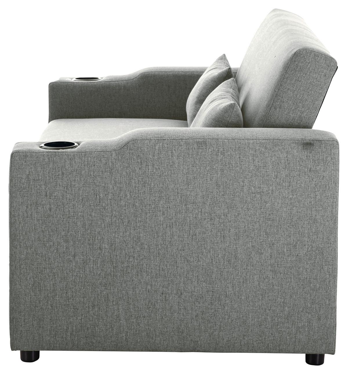 Schlafsofa Athen Dunkelgrau B: 150 cm - Dunkelgrau/Schwarz, Basics, Textil/Metall (150/91/85cm) - P & B
