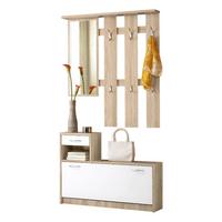 Garderobe Vera Eiche Dekor/ Weiß 2--Teilig. Mit Spiegel - Eichefarben/Weiß, KONVENTIONELL, Holzwerkstoff (100/191/25cm) - MID.YOU