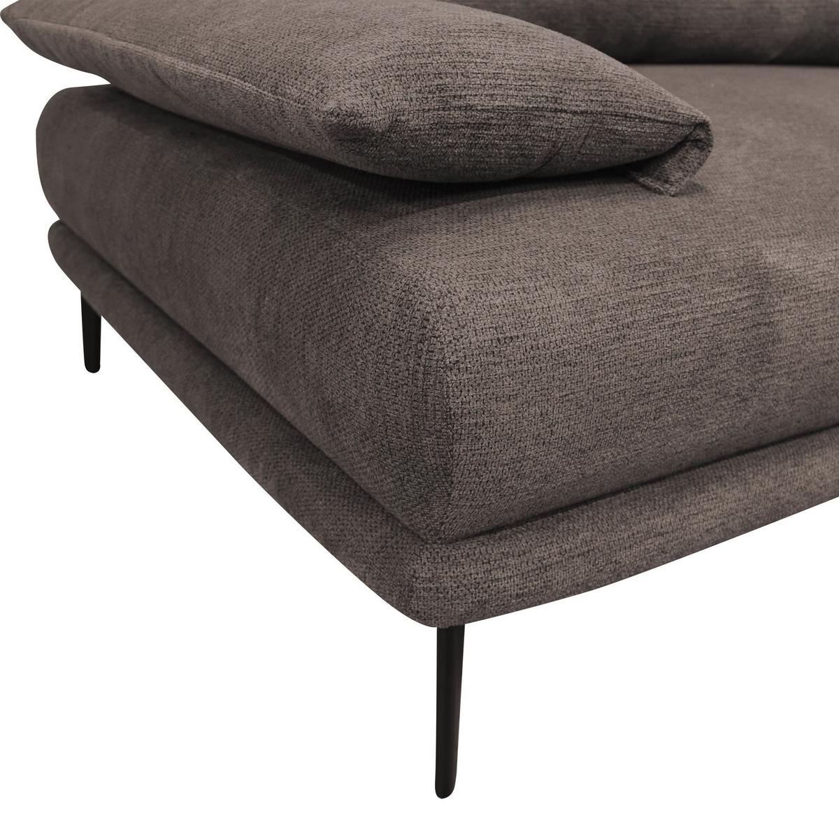 Ecksofa mit Bettkasten Lagacy 260x192 cm Webstoff Graubraun - Graubraun/Schwarz, Design, Textil (260/192cm) - MID.YOU