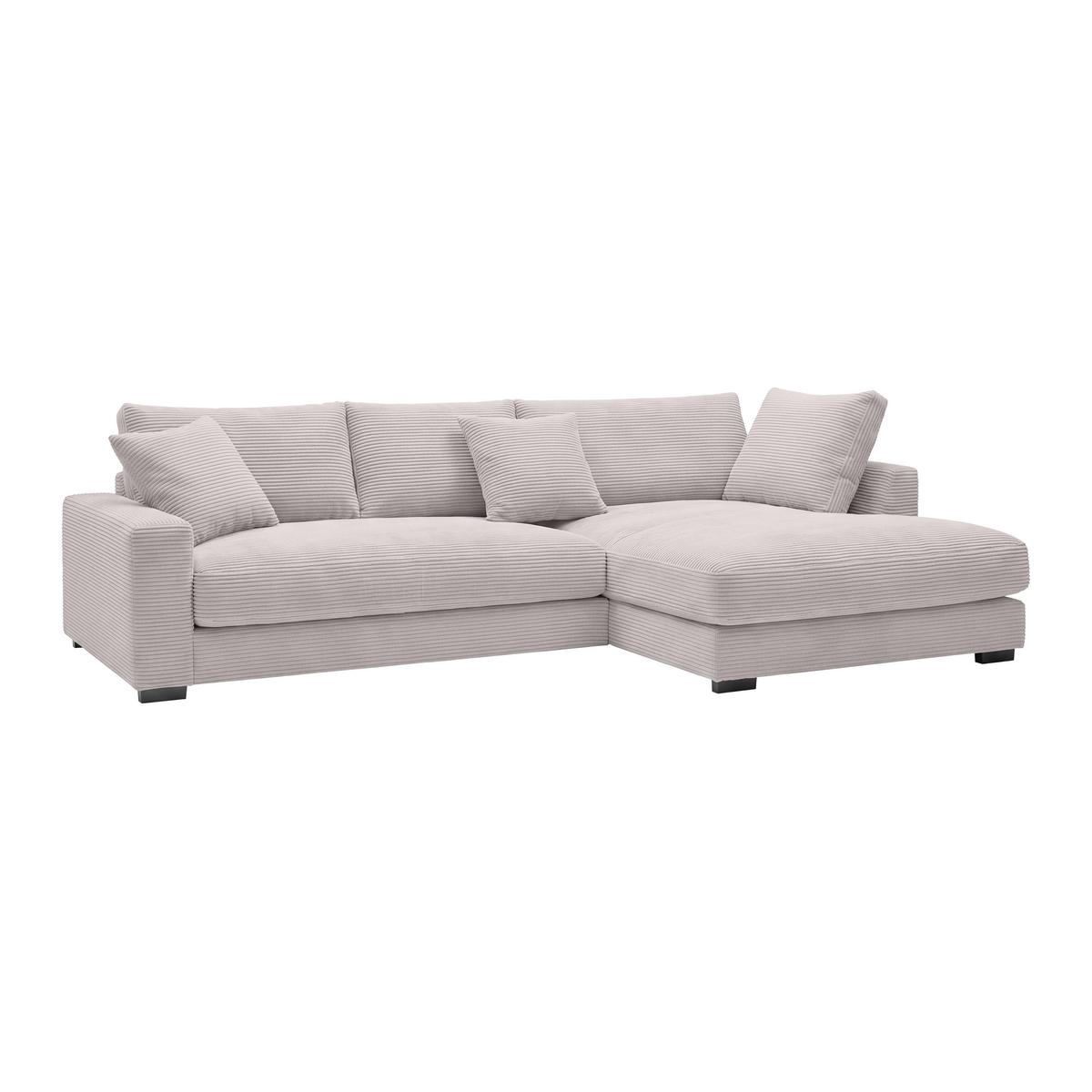 Rohová sedačka PEDRO, pravá, růžový manšestr - růžová/černá, Moderní, textil/plast (300/190cm) - Mömax