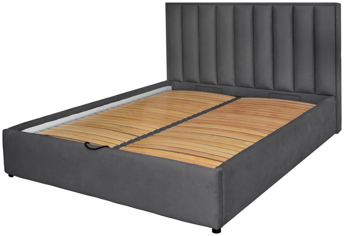 Polsterbett mit Lattenrost 160x200 cm Nairobi Anthrazit - Anthrazit/Schwarz, Basics, Holz/Textil (178/112/221cm) - MID.YOU