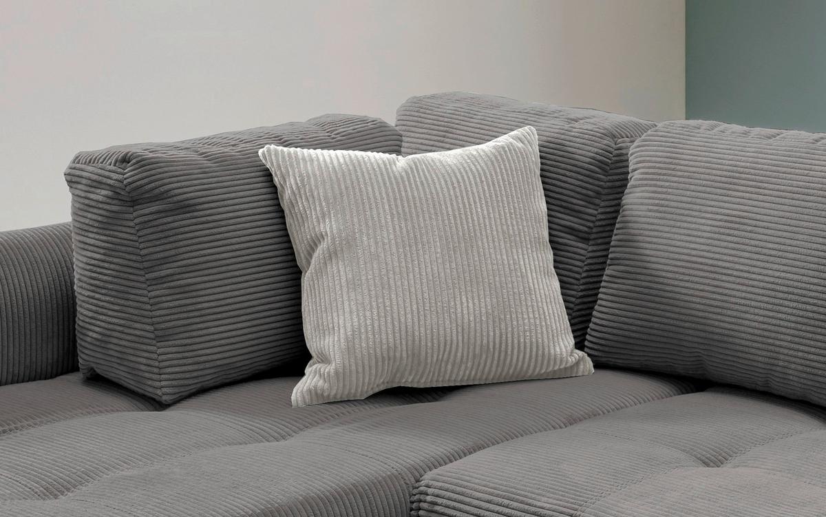 Ecksofa mit Schlaffunktion Flora Grau Cord - Silberfarben/Grau, Design, Textil (190/250cm) - MID.YOU