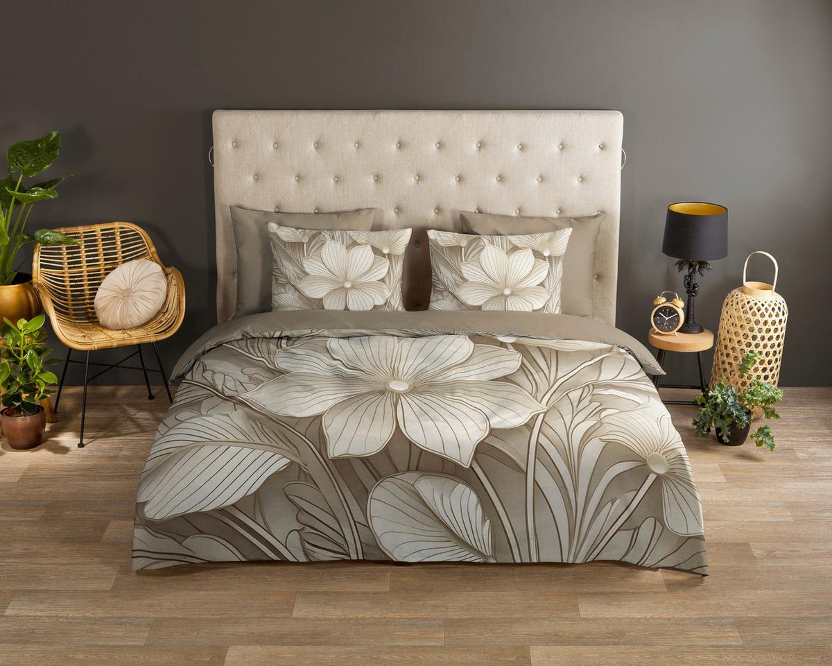 WENDEBETTWÄSCHE ARTDECO - Taupe/Sandfarben, Basics, Textil (140/200cm)