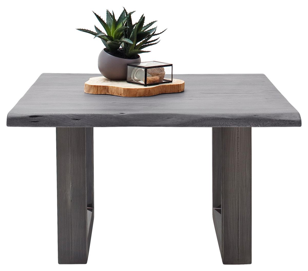 Couchtisch Holz mit Massiver Tischplatte Cartagena, Akazie - Grau/Nickelfarben, MODERN, Holz/Metall (75/45/75cm)