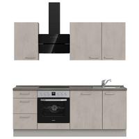 Kuchyňská linka 210 cm, šedý betón/ kamenná šedá - šedá/světle šedá, Moderní, kov/kompozitní dřevo (210cm) - Nobilia