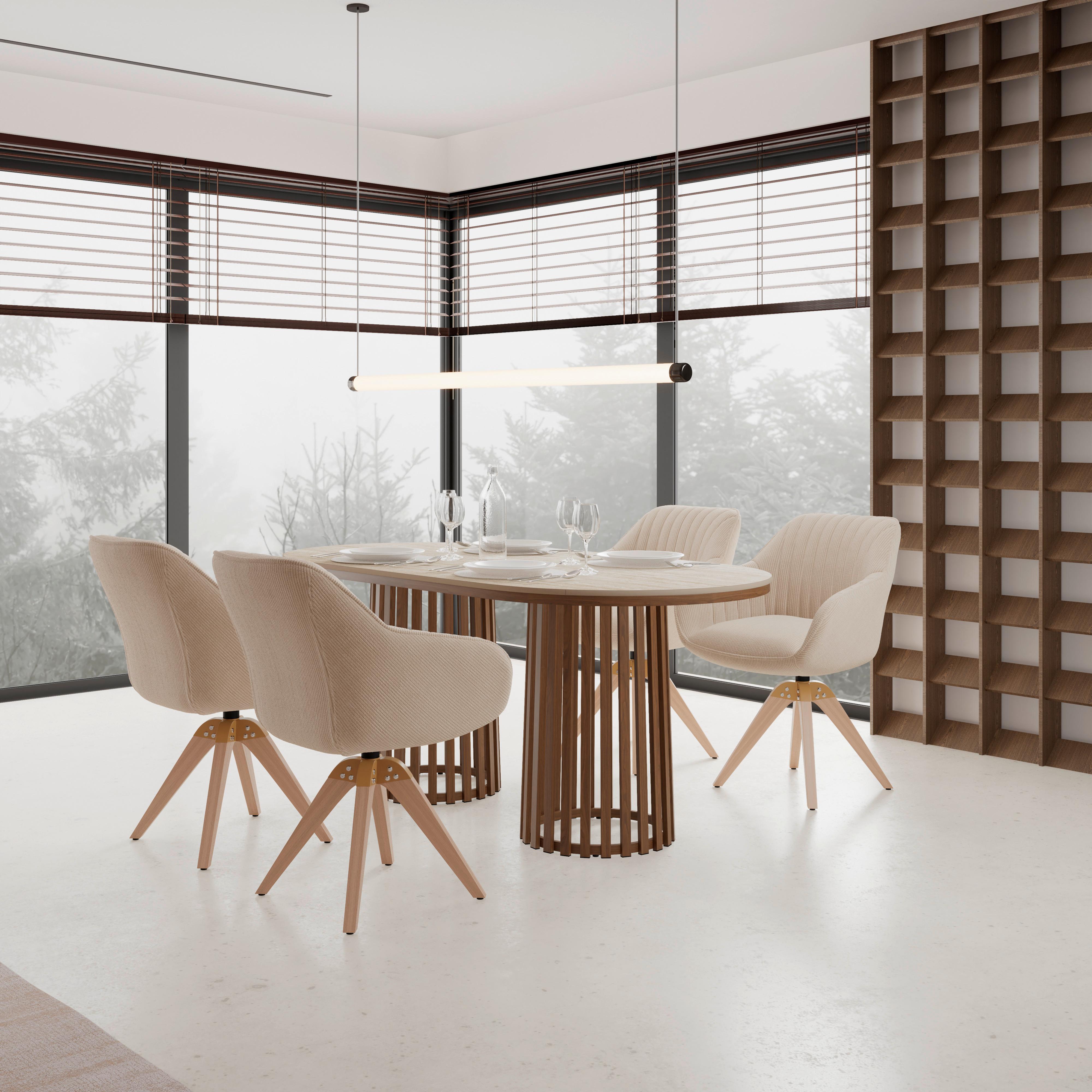 Jedálenský stôl Maddy, š: 90 cm - prírodná farba, Modern, kov/kameň (90/76/180cm) - Bessagi Home