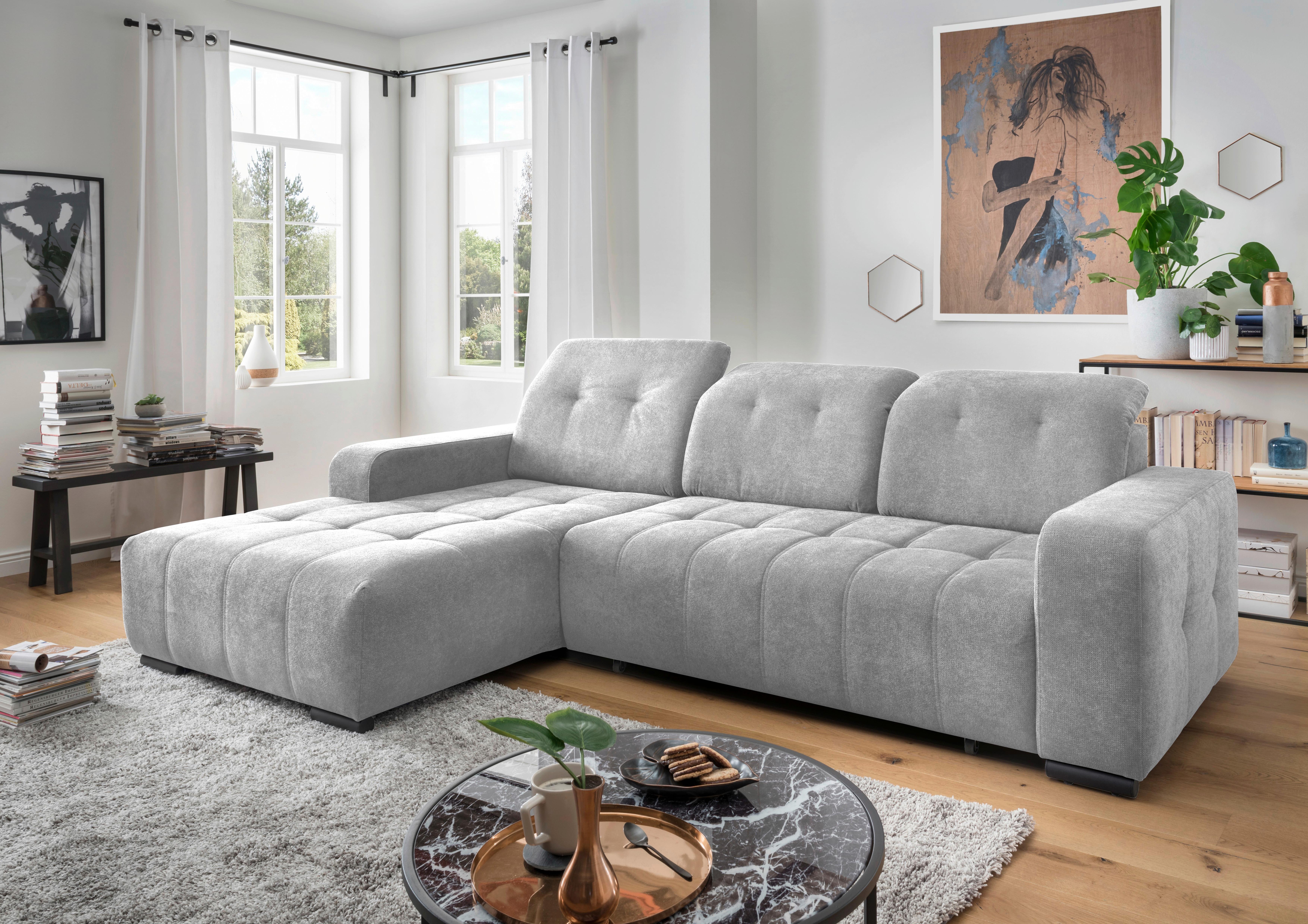 Ecksofa Vicari Grau S: 292x185 Cm - Schwarz/Grau, MODERN, Textil (292/185cm) - Livetastic