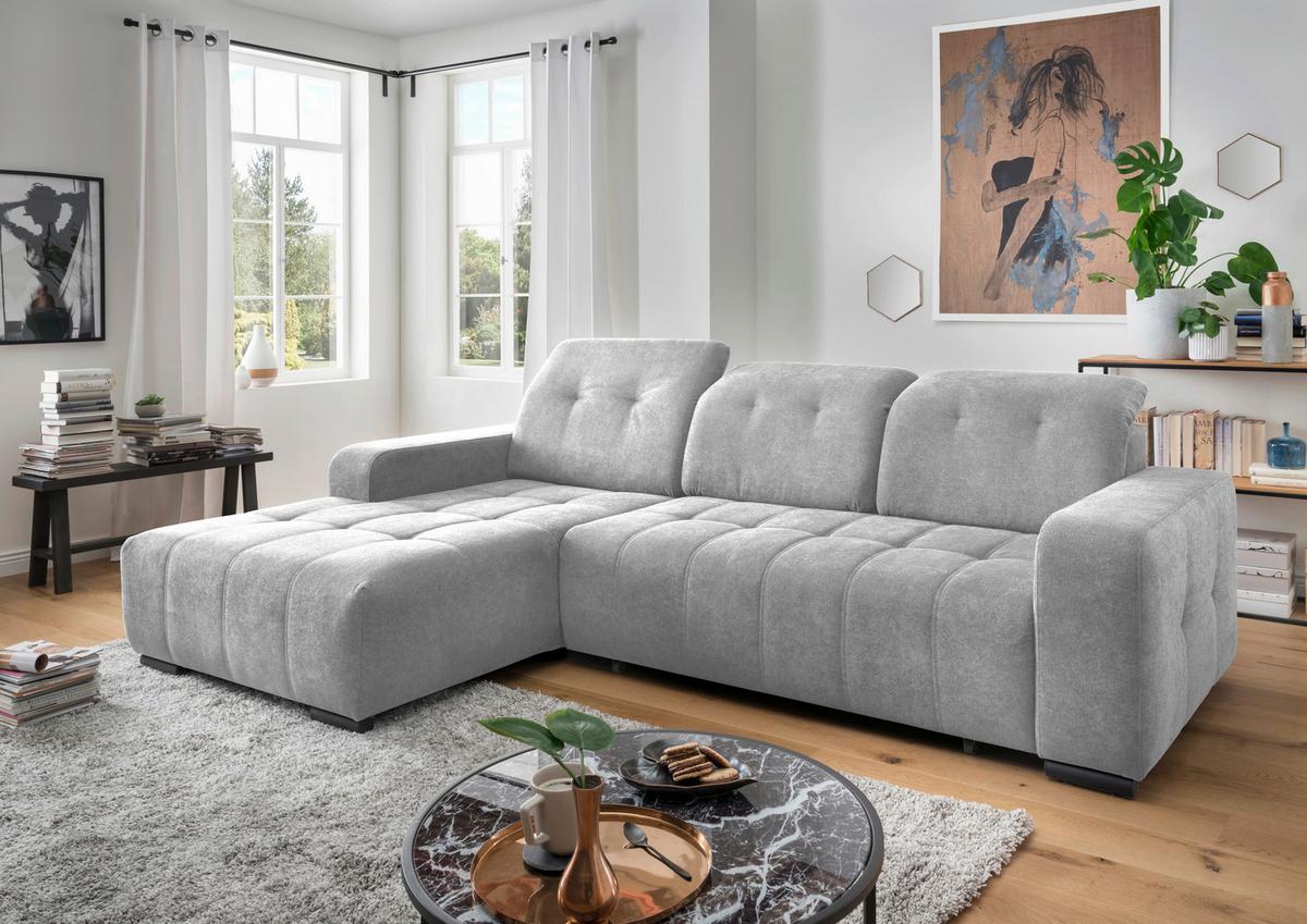 Ecksofa Vicari Grau S: 292x185 Cm - Schwarz/Grau, MODERN, Textil (292/185cm) - Livetastic