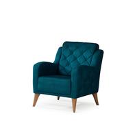 Polsterstuhl Leton Petrol Webstoff - Hellbraun/Petrol, Design, Textil (75/76/92cm) - Livetastic