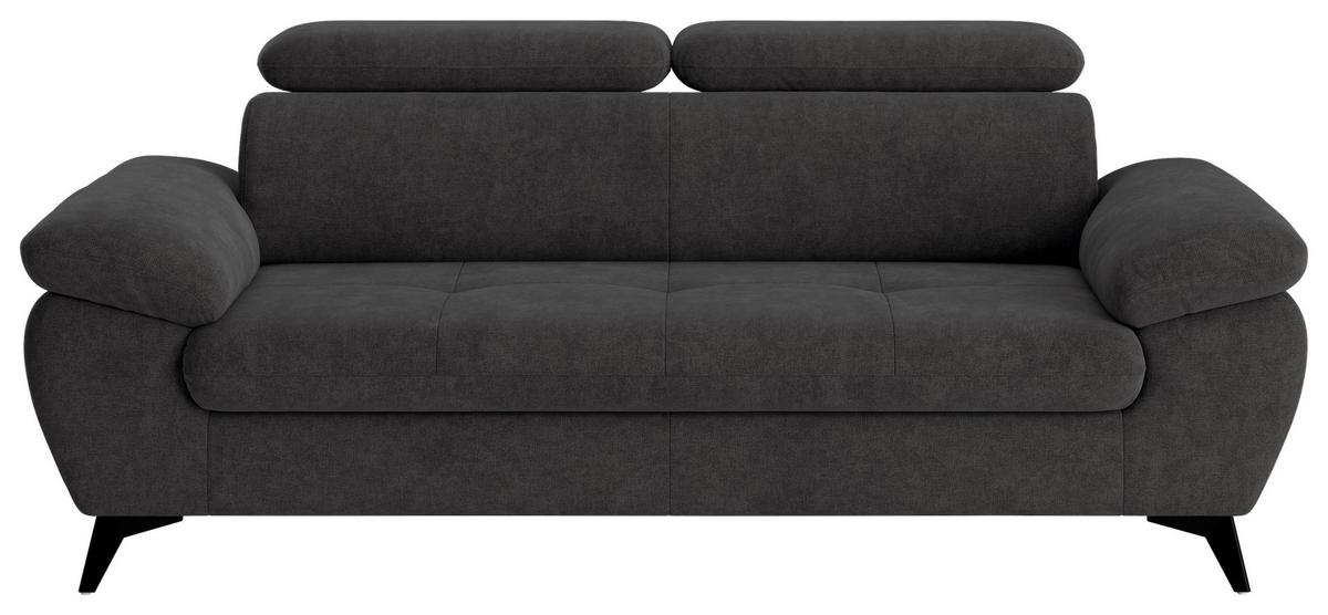 3-Sitzer-Sofa Hudson Schlammfarben B: 215 cm - Dunkelgrau/Schwarz, Textil (215/84/100cm) - MID.YOU