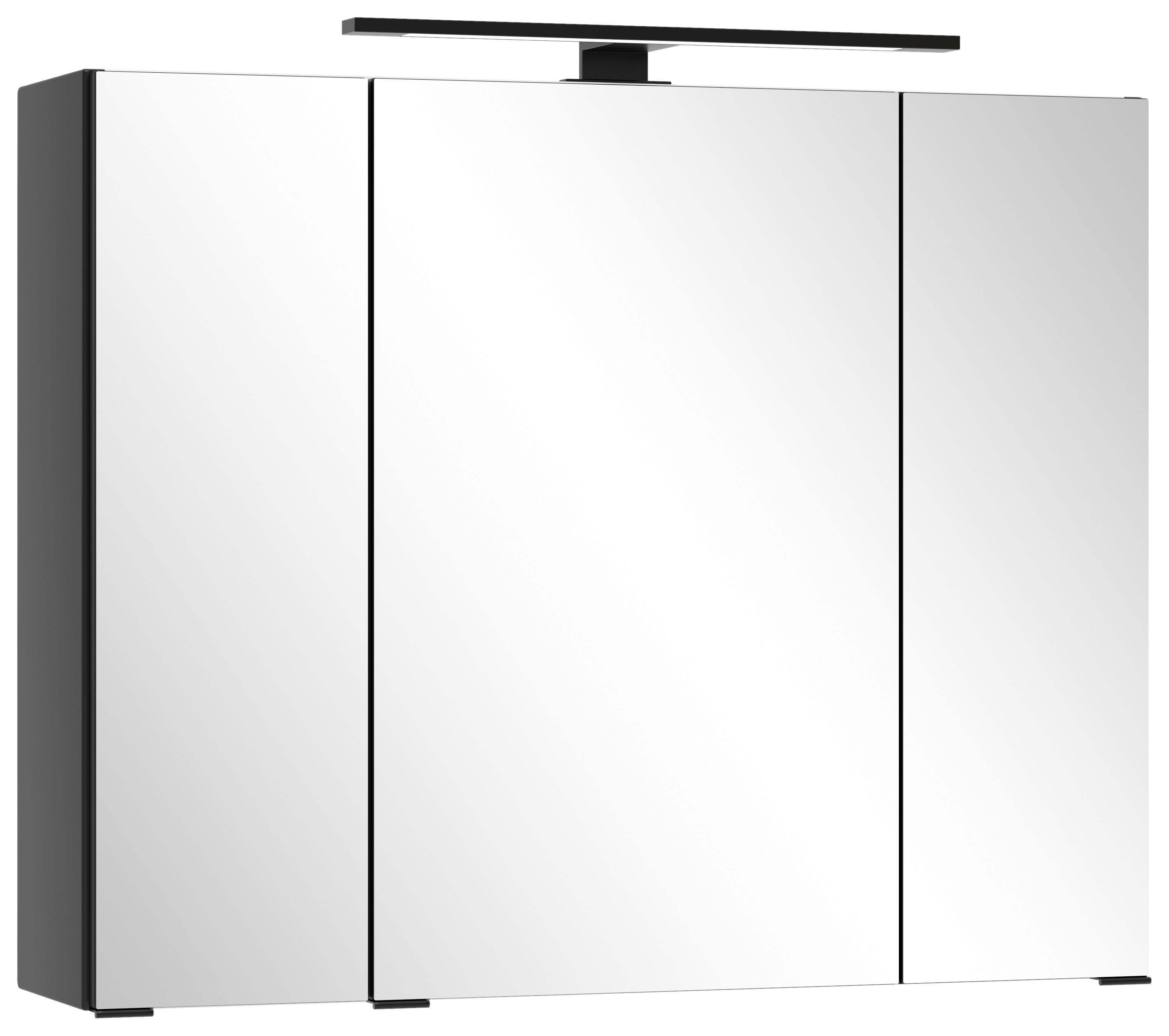Spiegelschrank Sevilla Schwarz, B: 80 cm - Schwarz, MODERN, Glas/Holzwerkstoff (80/64/20cm) - Held
