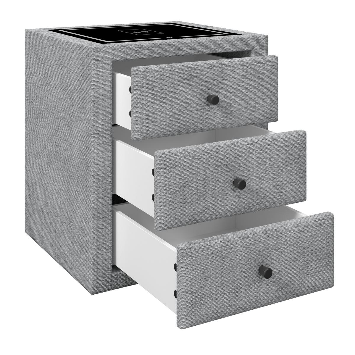 Nachtkästchen Brisbane II mit Induktionsladezone B: 49,5cm - Grau, Trend, Glas/Holzwerkstoff (49,5/56,5/46cm) - Sembella