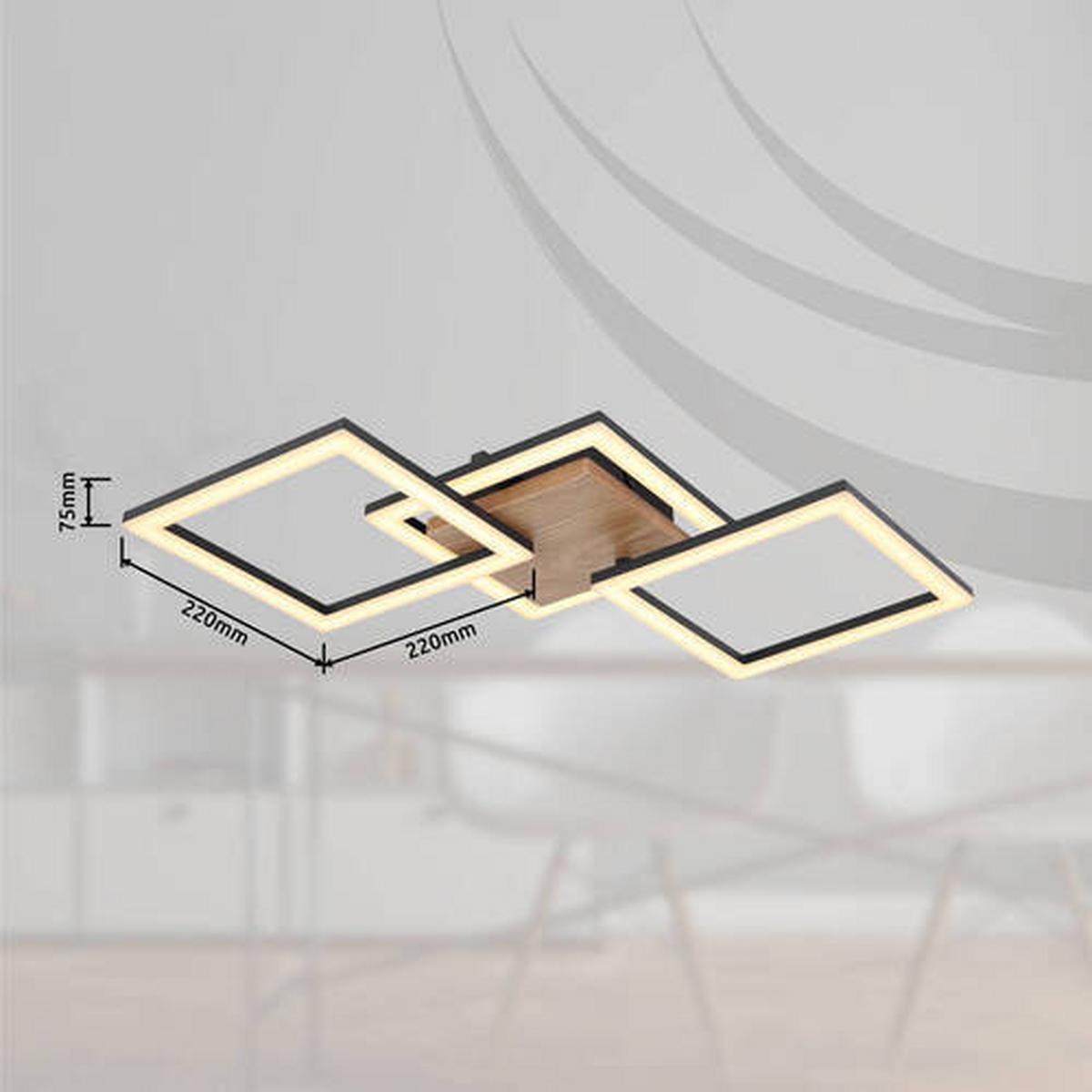 LED-Deckenleuchte 67280-30 - Dunkelbraun/Opal, Design, Holz/Kunststoff (66/31/7,5cm) - Globo