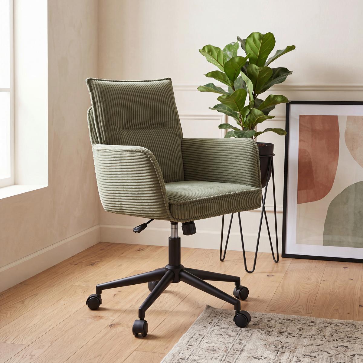 Drehstuhl Valencia Grün B: 58,5 cm - Schwarz/Grün, MODERN, Textil/Metall (58,5/88/95/63cm) - Livetastic
