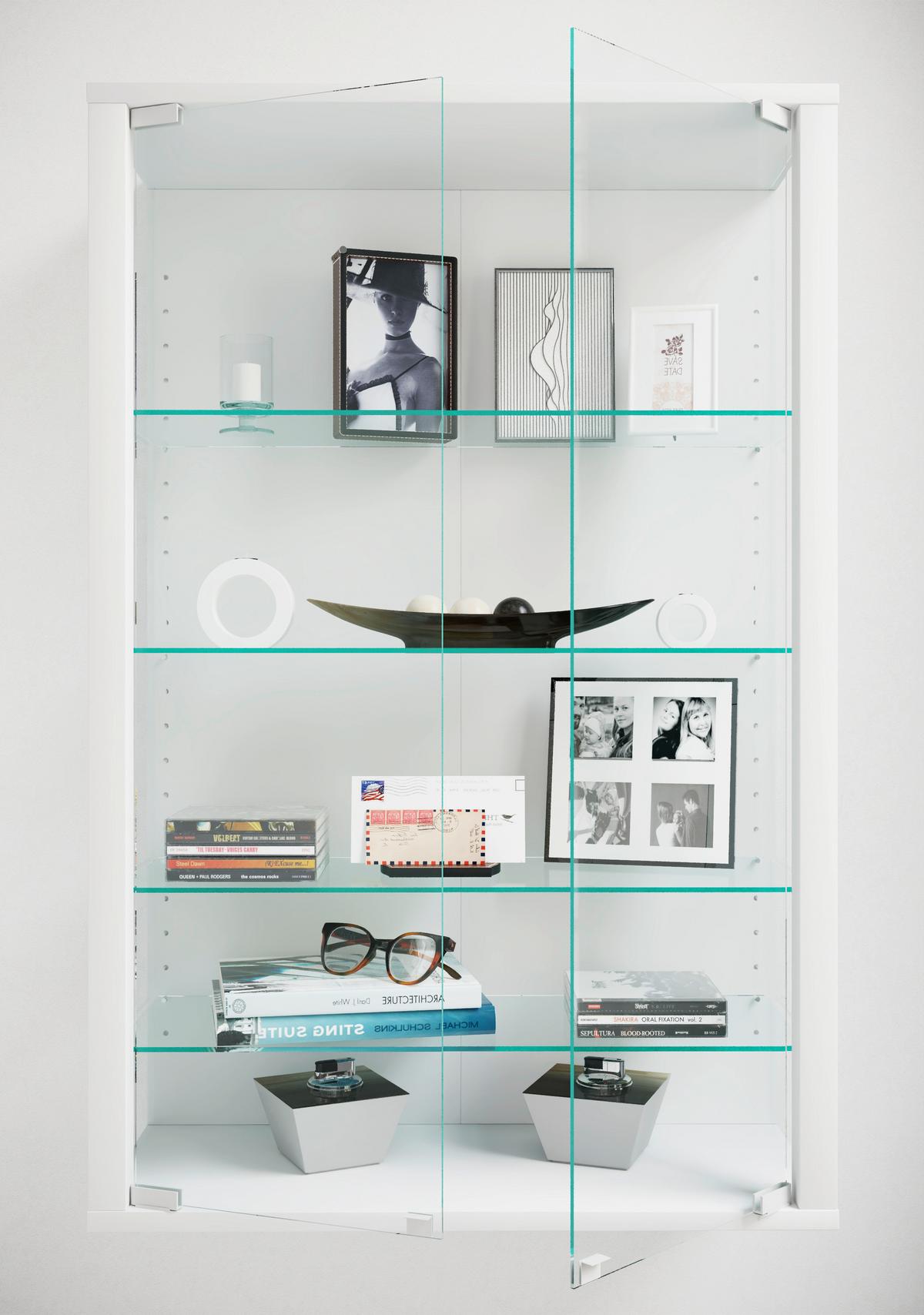 Hängevitrine Udina Weiß B: 59 cm - Klar/Weiß, Design, Glas/Holzwerkstoff (59/91/25cm) - Livetastic