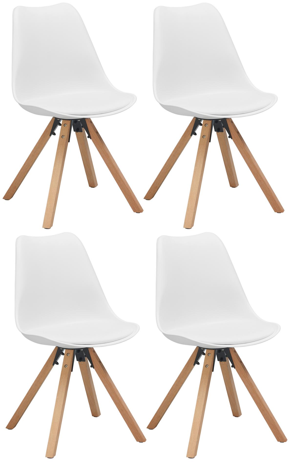 Schalenstuhl Vilnius Weiß - Weiß/Naturfarben, LIFESTYLE, Holz/Kunststoff (48,5/84/55cm) - MID.YOU