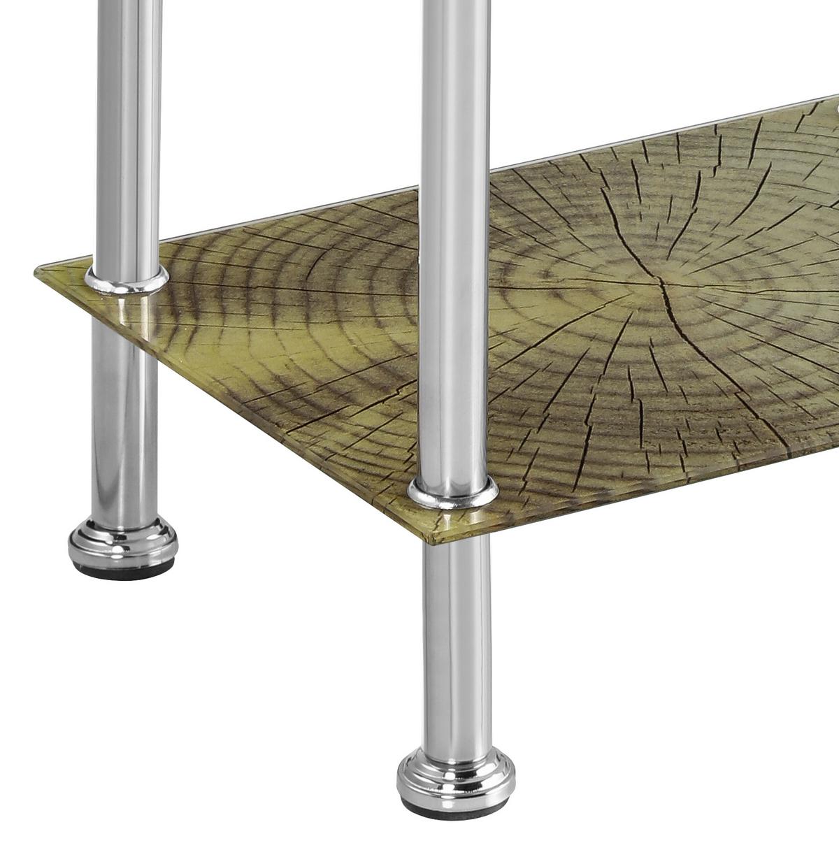 Regal mit Glasfächern Bedruckt Glare B 40cm, Edelstahl/Braun - Edelstahlfarben/Braun, MODERN, Glas/Metall (40/70/30cm) - Luca Bessoni