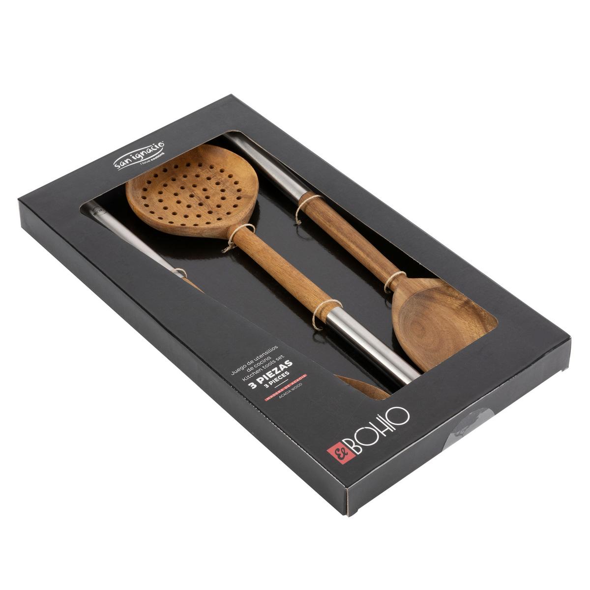 Küchenhelferset Kitchen Tool Akazie 3-teilig - Akaziefarben, Basics, Holz (36/20/2.8cm)