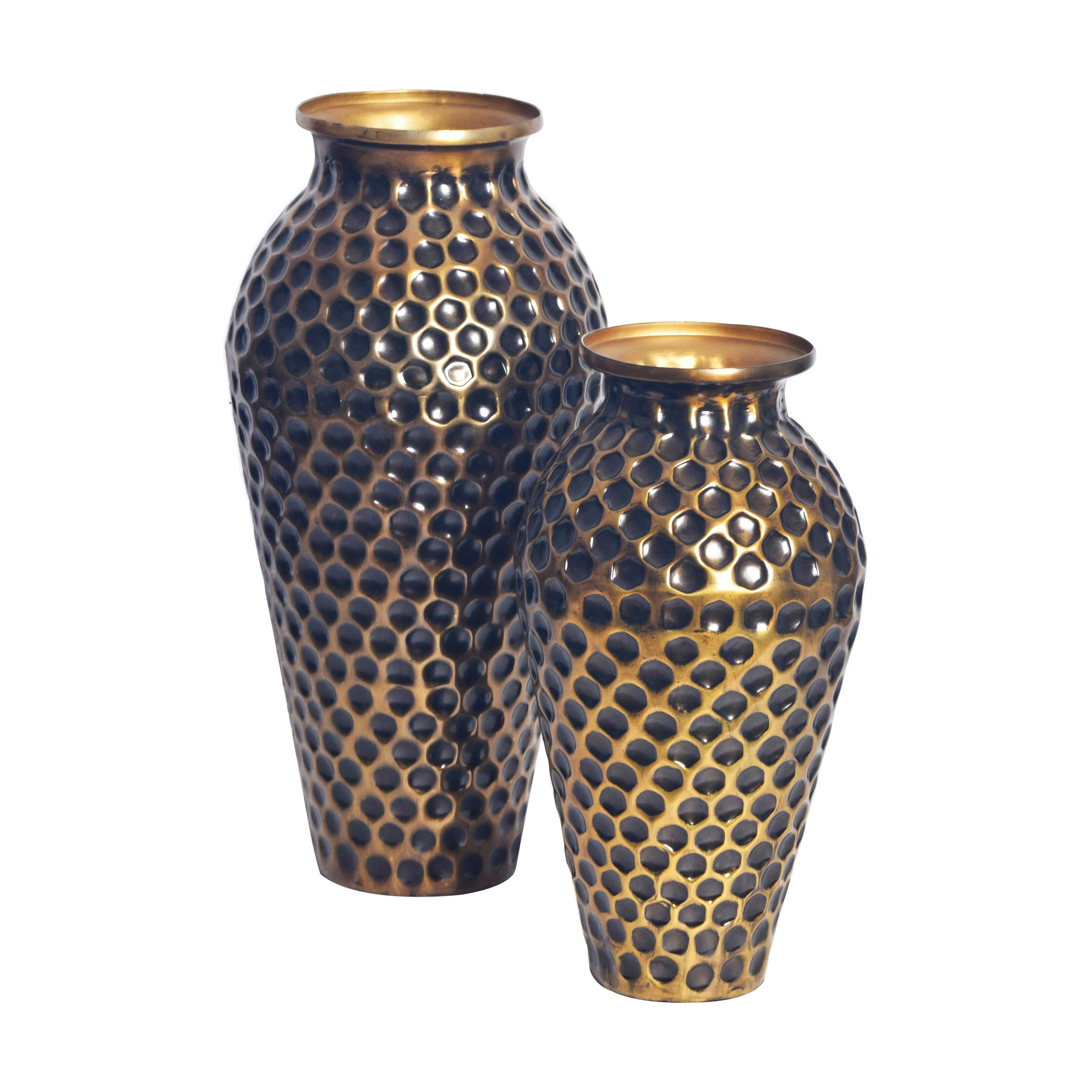 Dekovase 2er Set Goldfarben B: 26 cm - Goldfarben, Design, Metall (26/51/26cm) - Livetastic