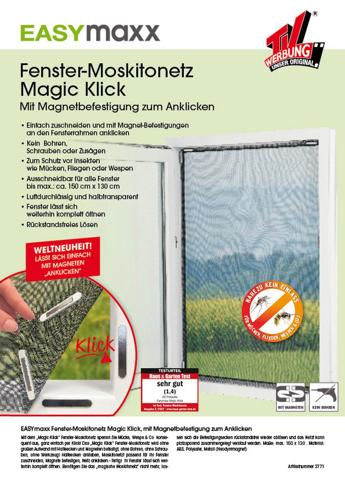 Easymaxx 3771 Magic Click Polyester/Neodym-Magnet Fliegengitter für  Fenster in 2023