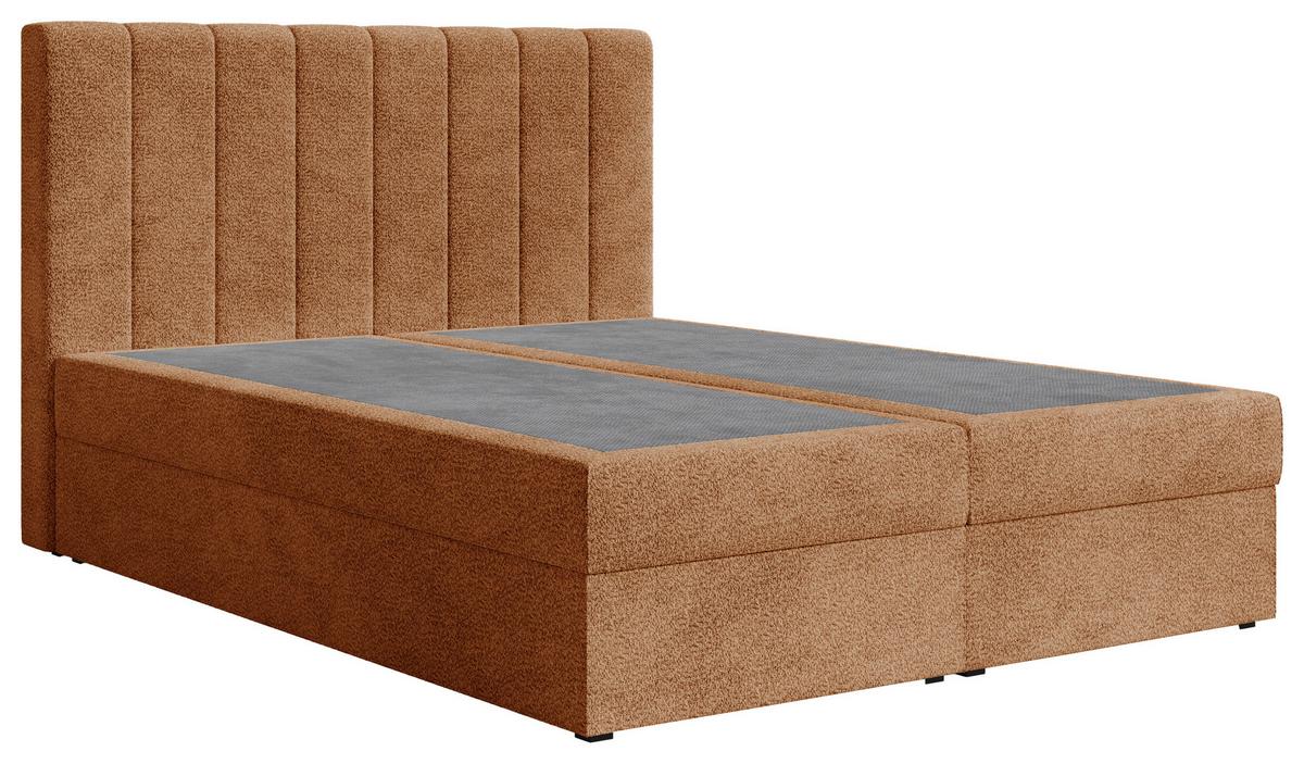 Boxbett Paris mit Topper 140x200 - Terracotta/Schwarz, MODERN, Holz/Kunststoff (140/200cm) - Livetastic
