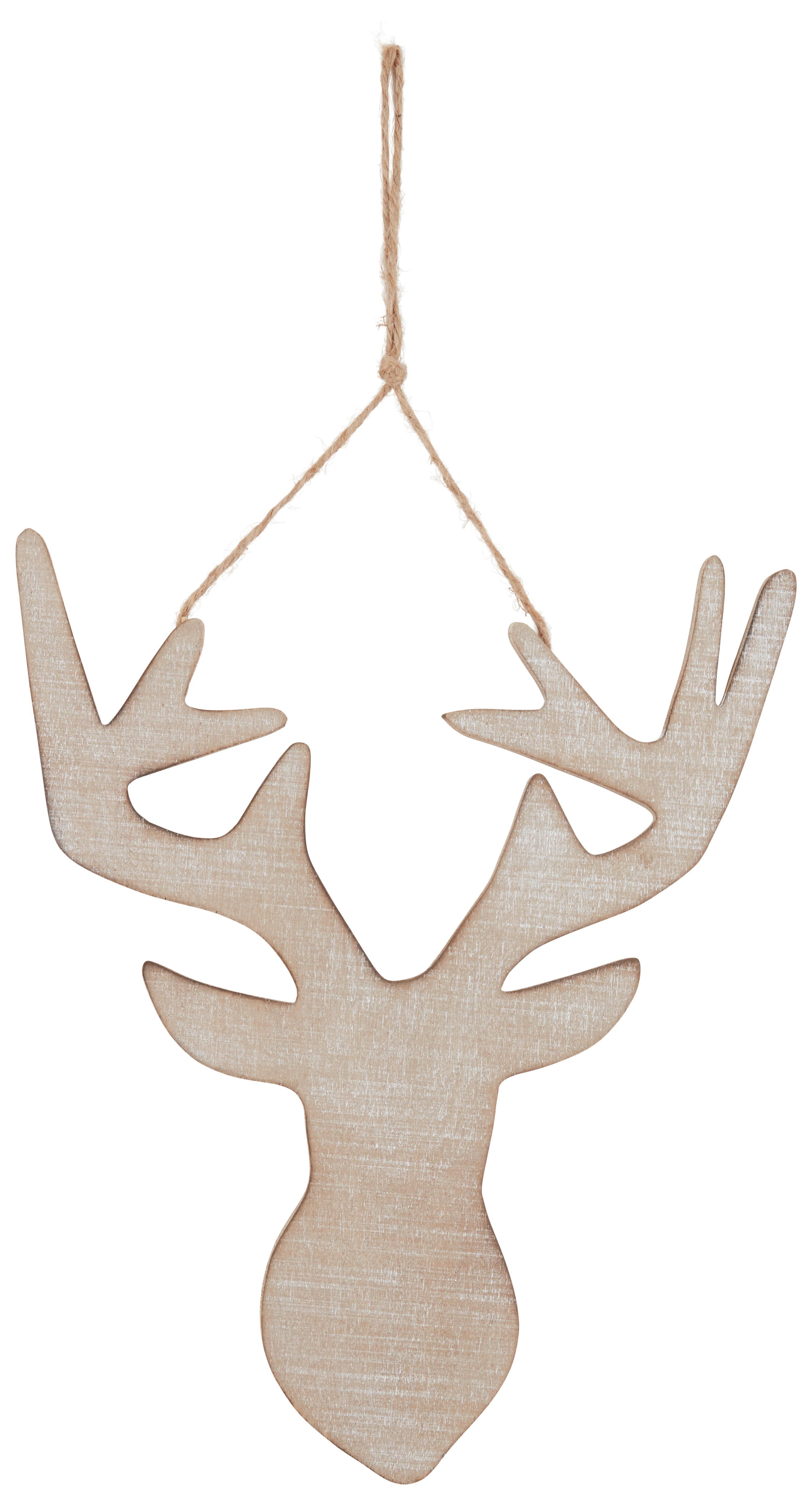 Závesná Dekorácia Deer - prírodné farby, kompozitné drevo/textil (25,5/30,5cm) - Modern Living